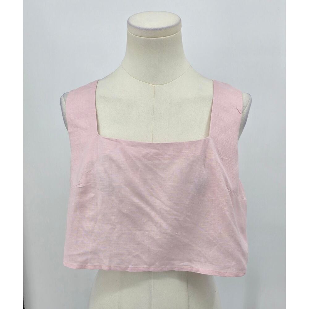 MABLE Minimalist Coquette‎ Linen Blend Cropped Tank – Lilac Blush